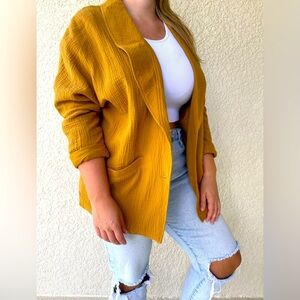 NWT Camel Brown Gauze Blazer Cardigan Small